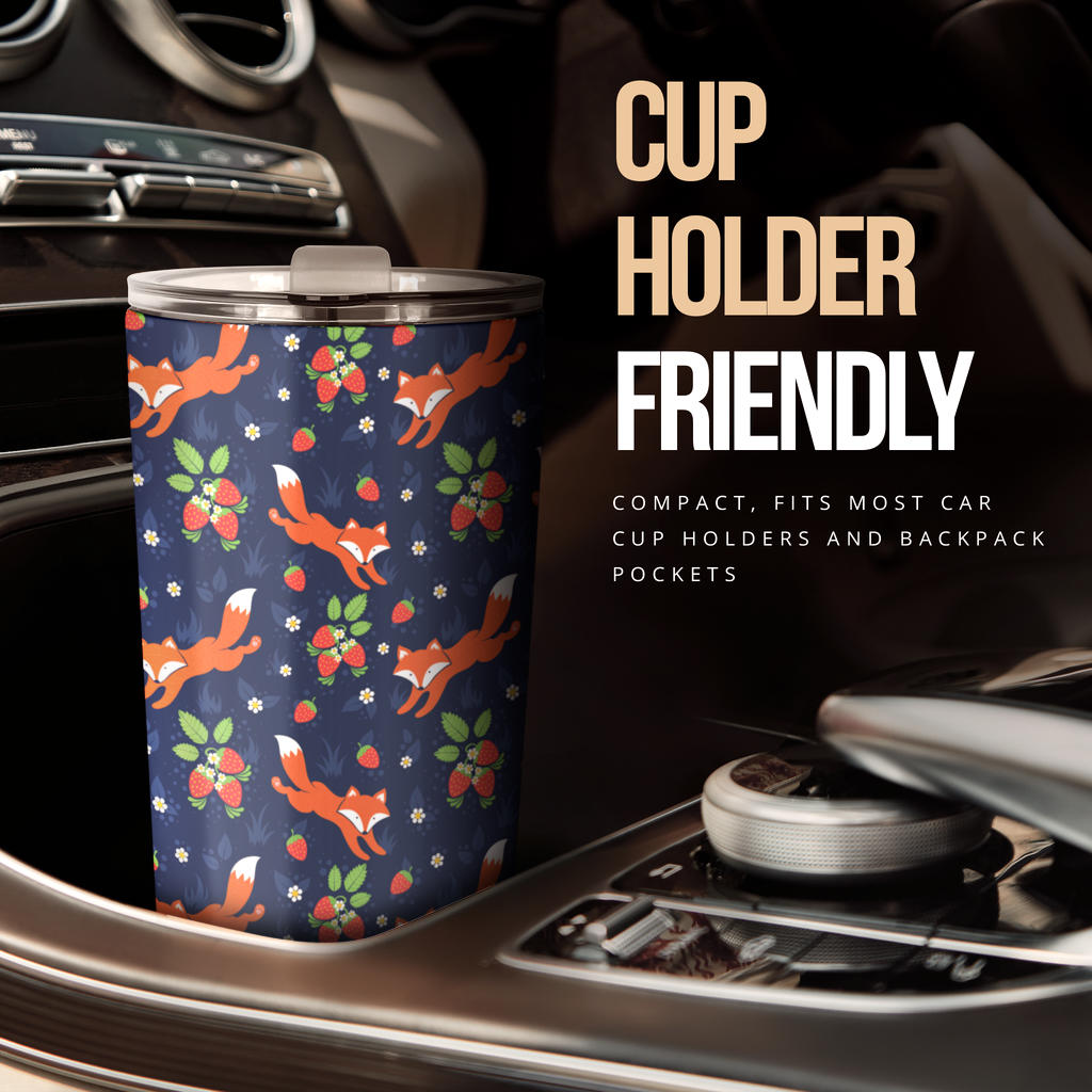 Fox Strawberry Print Pattern Tumbler