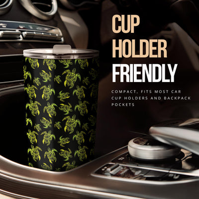 Green Tribal Turtle Polynesian Themed Tumbler