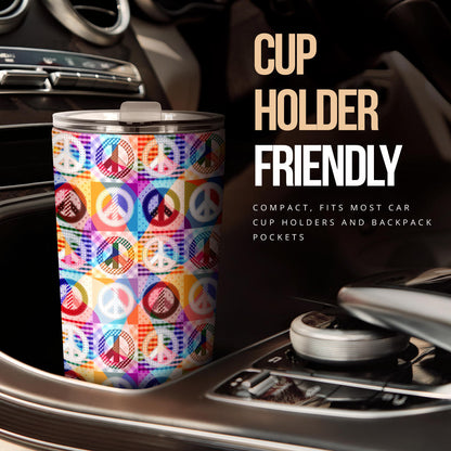 Peace Sign Patchwork Design Print Tumbler