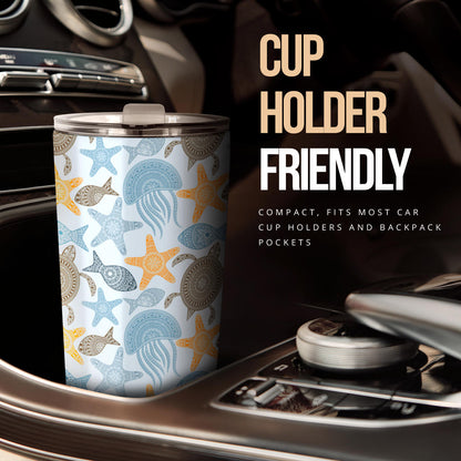 Polynesian Jellyfish Turtle Print Tumbler