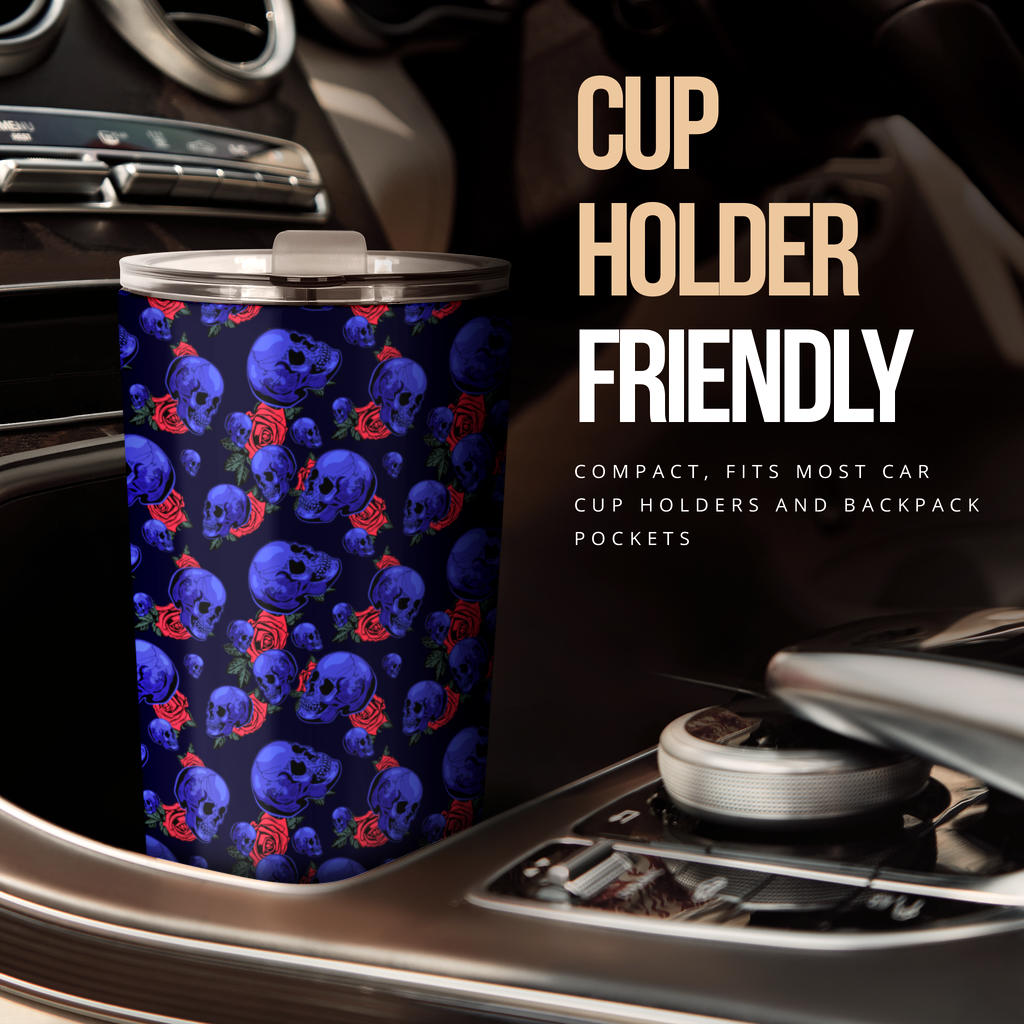 Skull Roses Neon Design Themed Print Tumbler