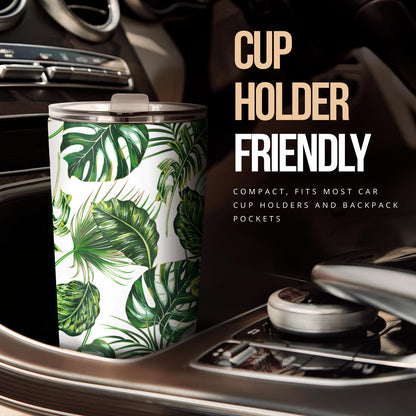 Green Pattern Tropical Palm Leaves Tumbler