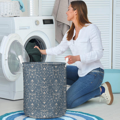 Damask Elegant Teal Print Pattern Laundry Basket