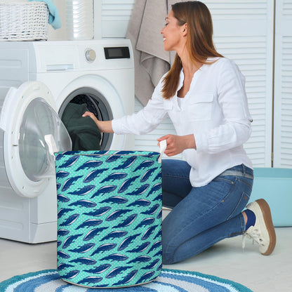 Whale Polka Dot Design Themed Print Laundry Basket