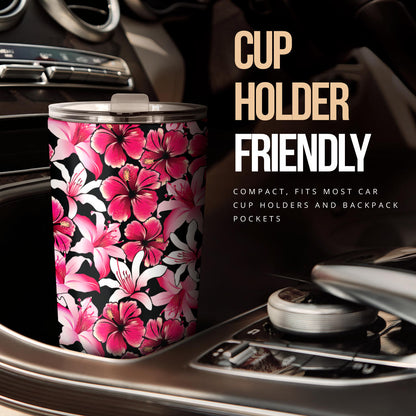 Flower Hawaiian Pink Red Hibiscus Print Tumbler