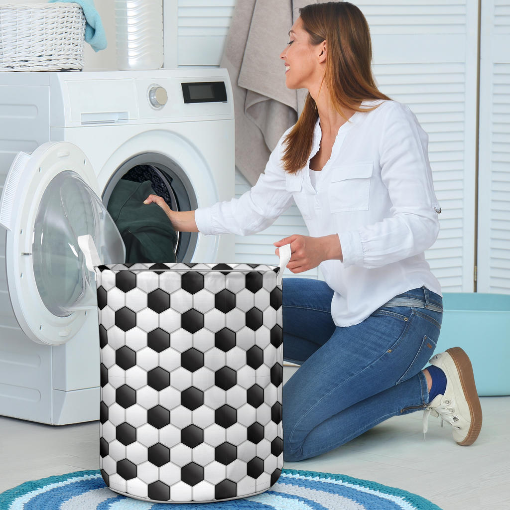 Soccer Ball Texture Print Pattern Laundry Basket