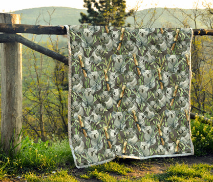 Koala Pattern Design Print Quilt Bedspread
