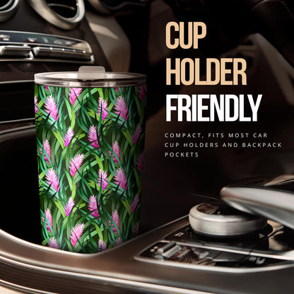 Tropical Folower Pink Heliconia Print Tumbler