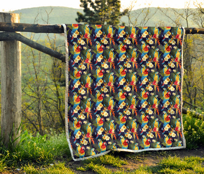 Parrot Themed Design Quilt Bedspread