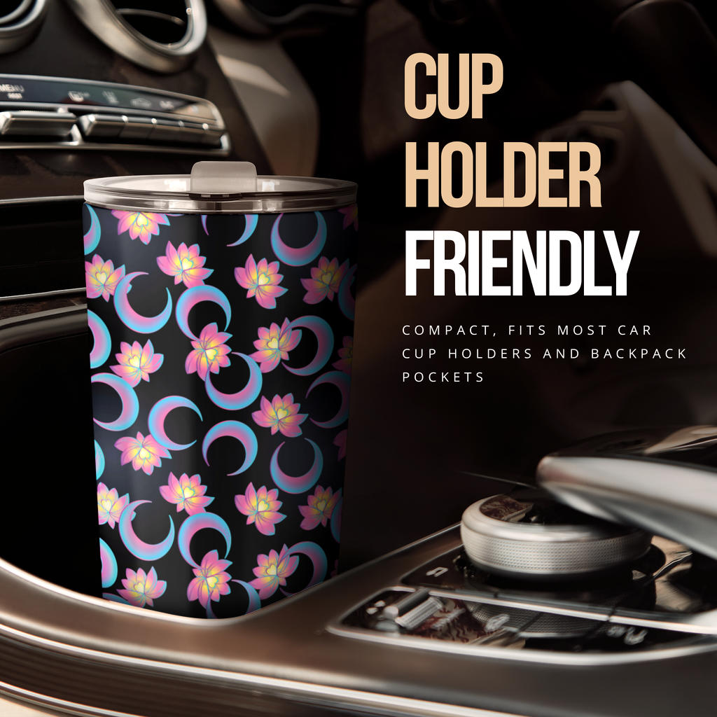 Lotus with Moon Pink Print Themed Tumbler
