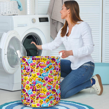 Emoji Sticker Print Pattern Laundry Basket