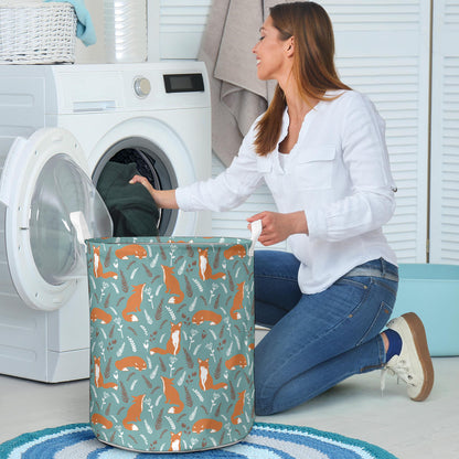 Fox Forest Print Pattern Laundry Basket
