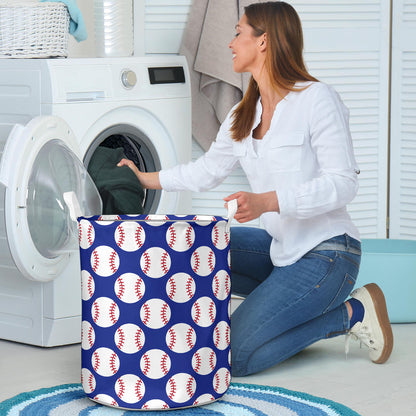 Baseball Blue Background Laundry Basket