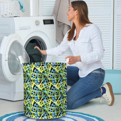 Soccer Ball Themed Print Design Laundry Basket