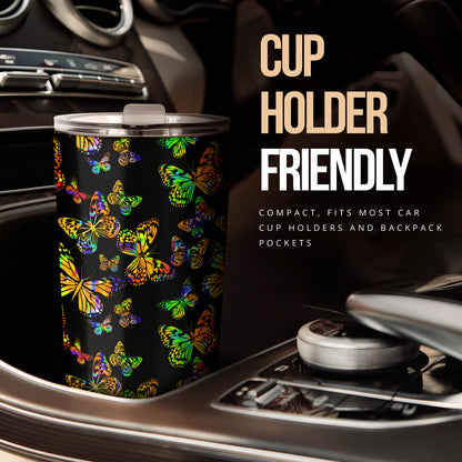 Butterfly Neon Color Print Pattern Tumbler
