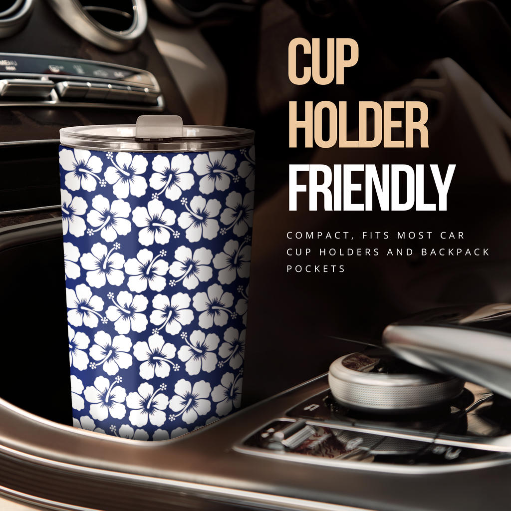 Hibiscus Blue Hawaiian Flower Pattern Tumbler