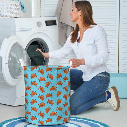 Brow Sea Turtle Print Pattern Laundry Basket