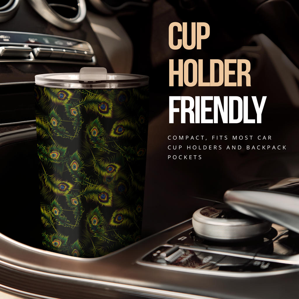 Peacock Feather Pattern Design Print Tumbler