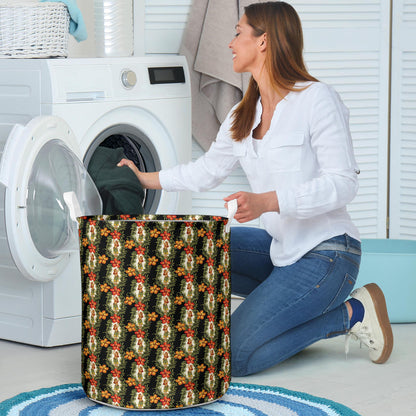 Hawaiian Flower Hula Hibiscus Print Laundry Basket