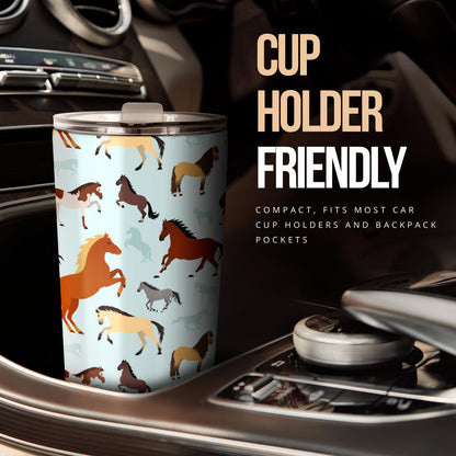 Horse Cute Themed Pattern Print Tumbler