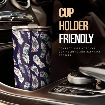Feather Vintage Boho Design Print Tumbler