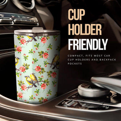 Bird with Red Flower Print Pattern Tumbler