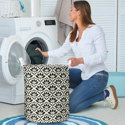 Lotus Pattern Print Laundry Basket