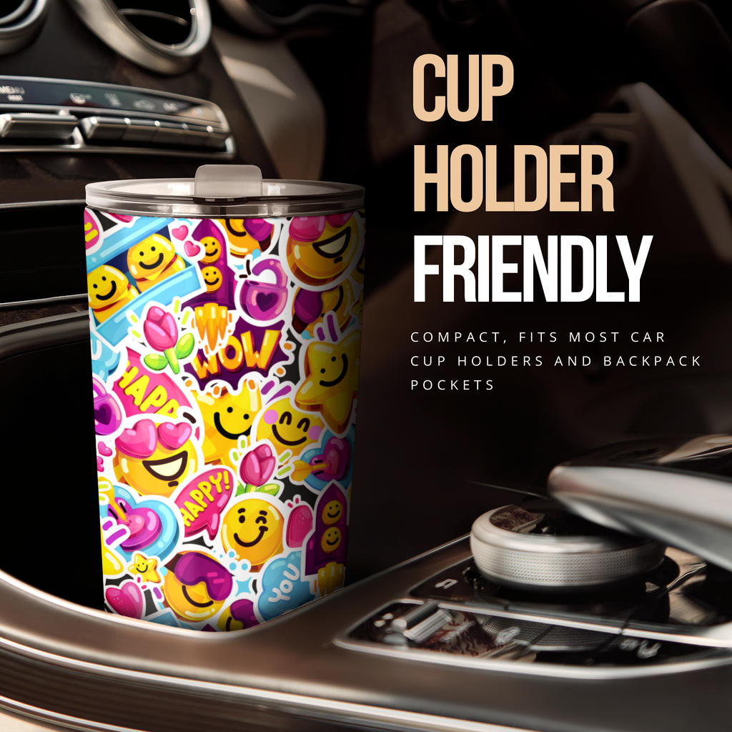 Emoji Sticker Print Pattern Tumbler