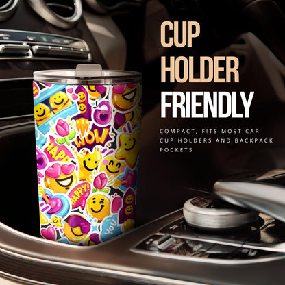 Emoji Sticker Print Pattern Tumbler