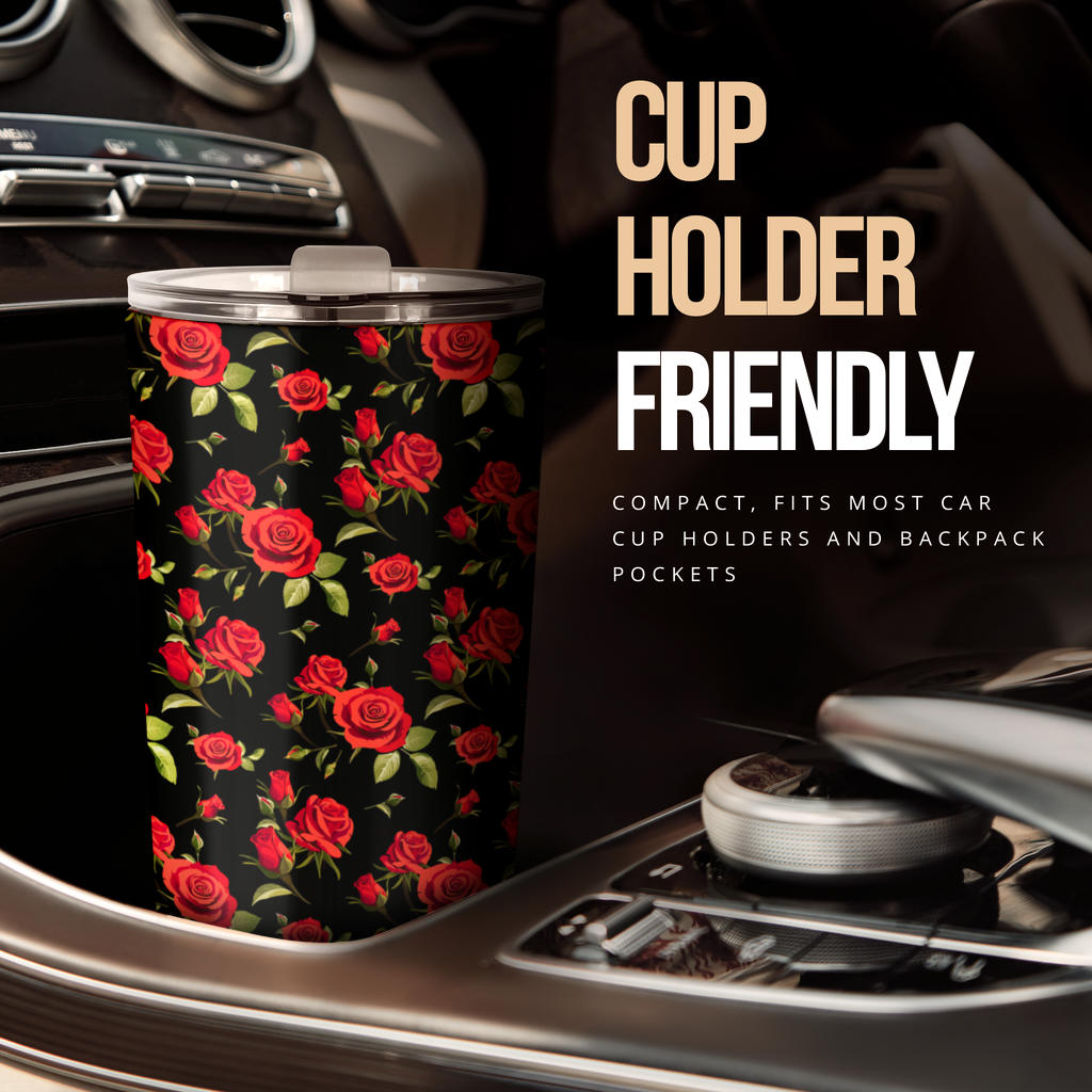 Red Rose Themed Print Tumbler