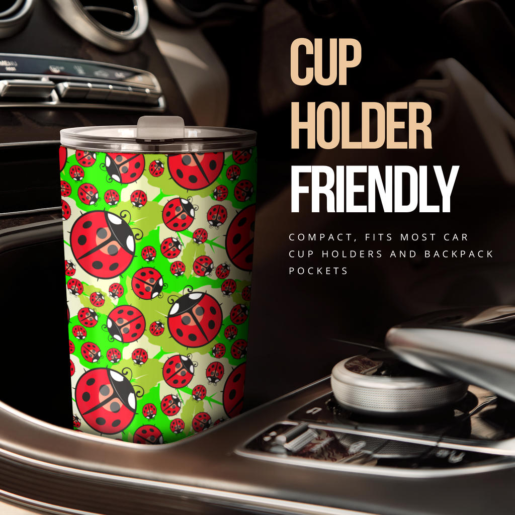 Ladybug with Leaf Print Pattern Tumbler