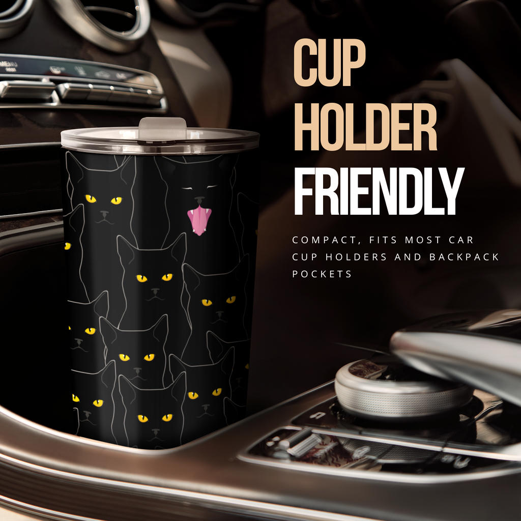 Black Cat Yellow Eyes Print Pattern Tumbler