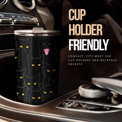 Black Cat Yellow Eyes Print Pattern Tumbler