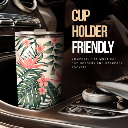 Tropical Flower Palm Leaves Tumbler
