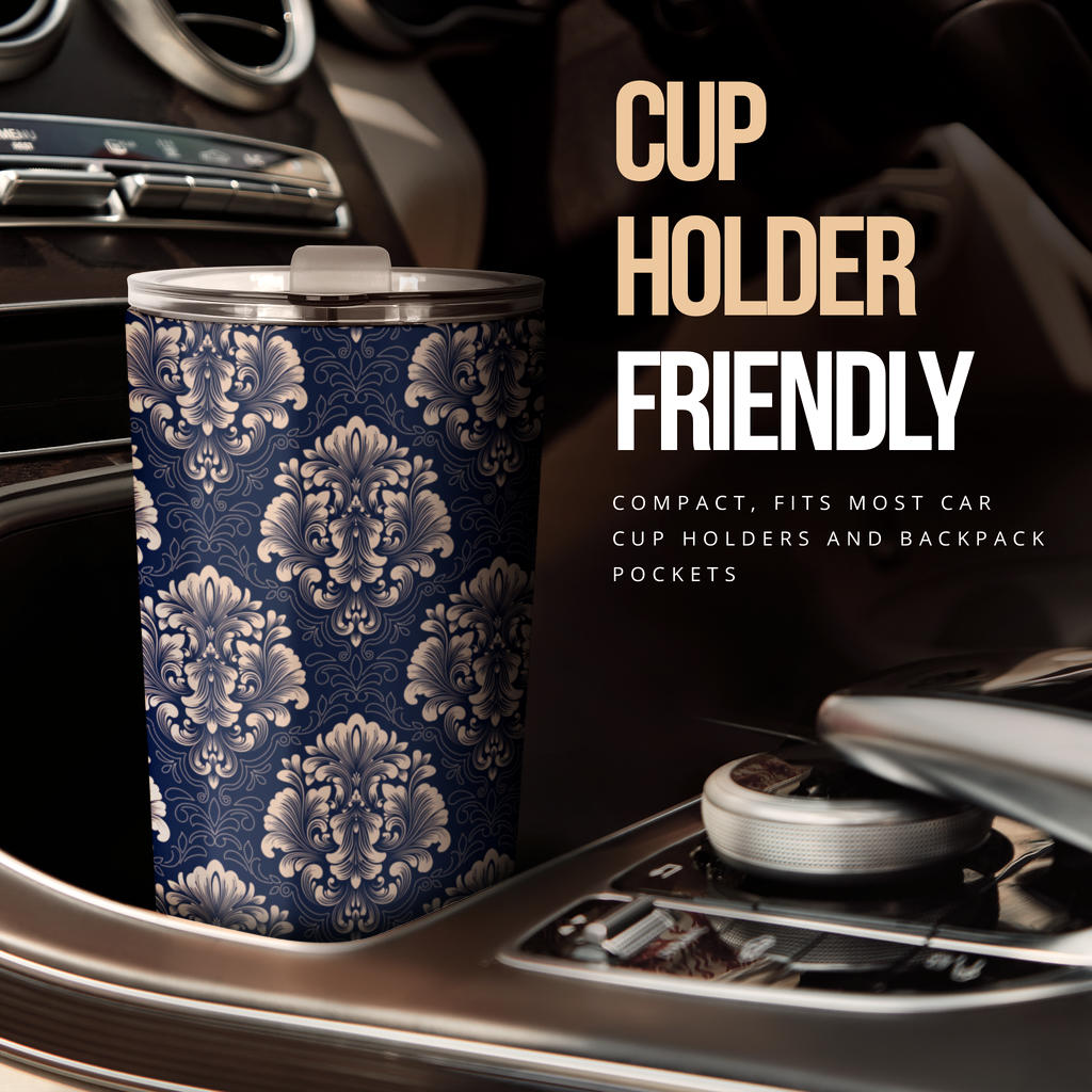 Damask Blue Luxury Print Pattern Tumbler