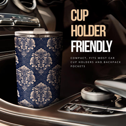 Damask Blue Luxury Print Pattern Tumbler