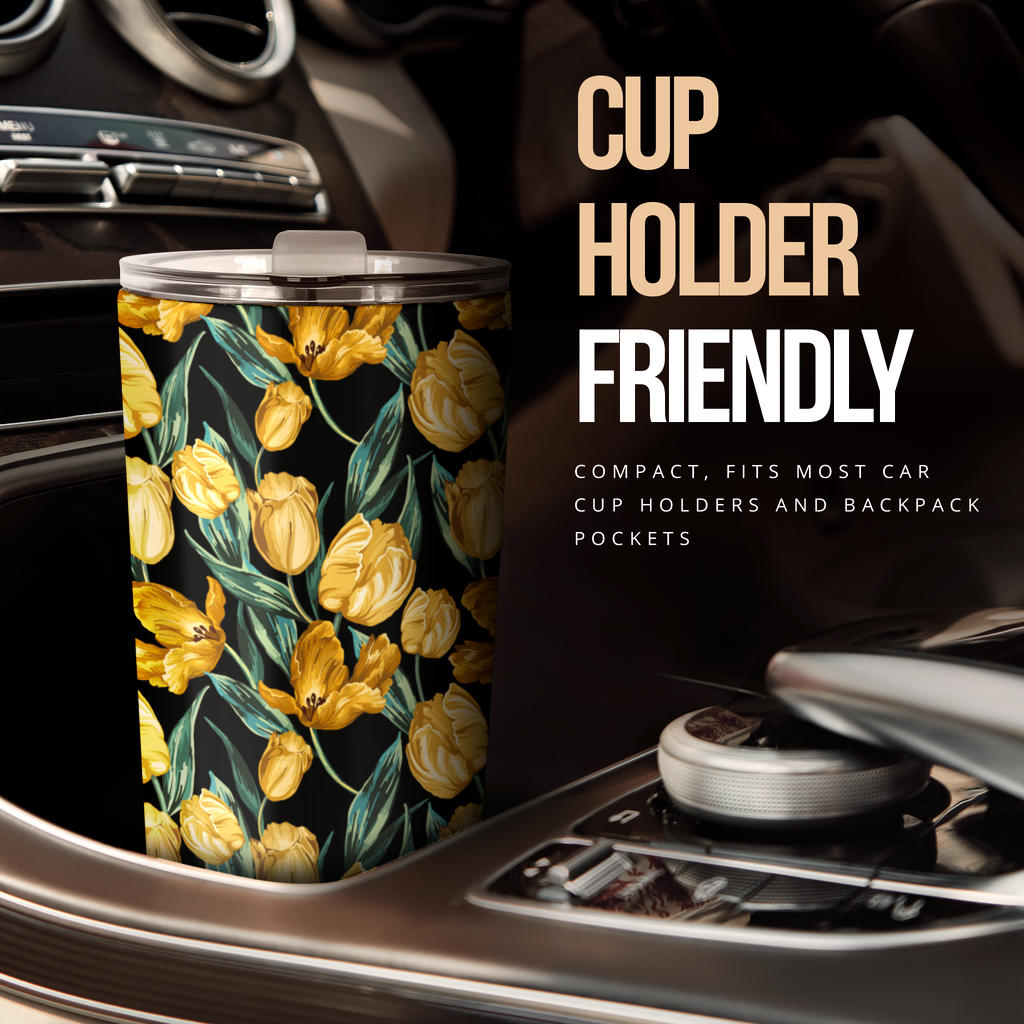 Elegant Yellow Tulip Print Tumbler