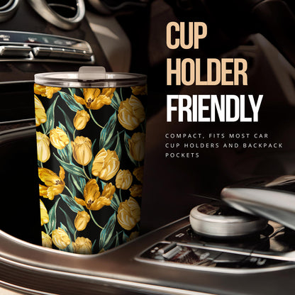 Elegant Yellow Tulip Print Tumbler