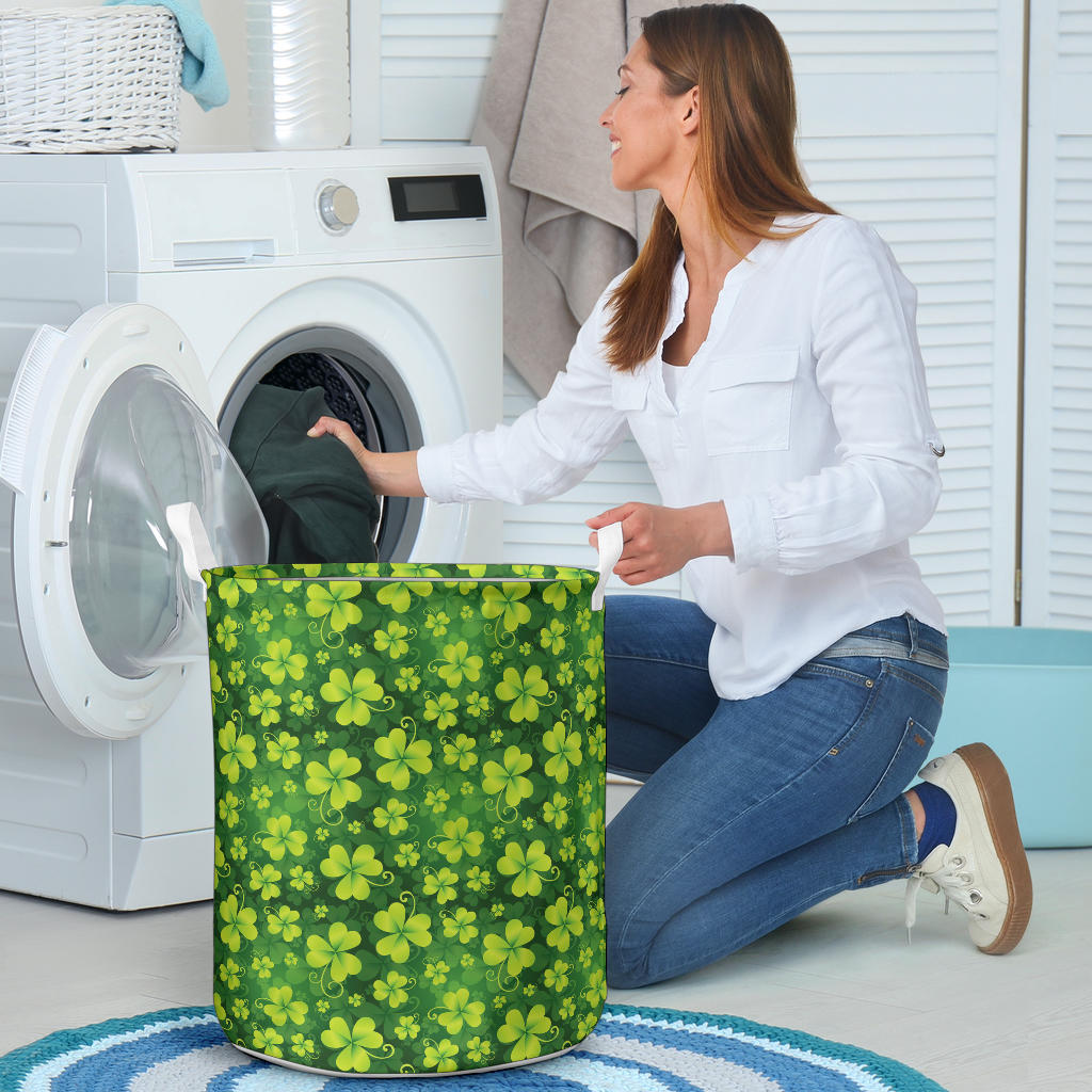 Shamrock Clover Print Laundry Basket