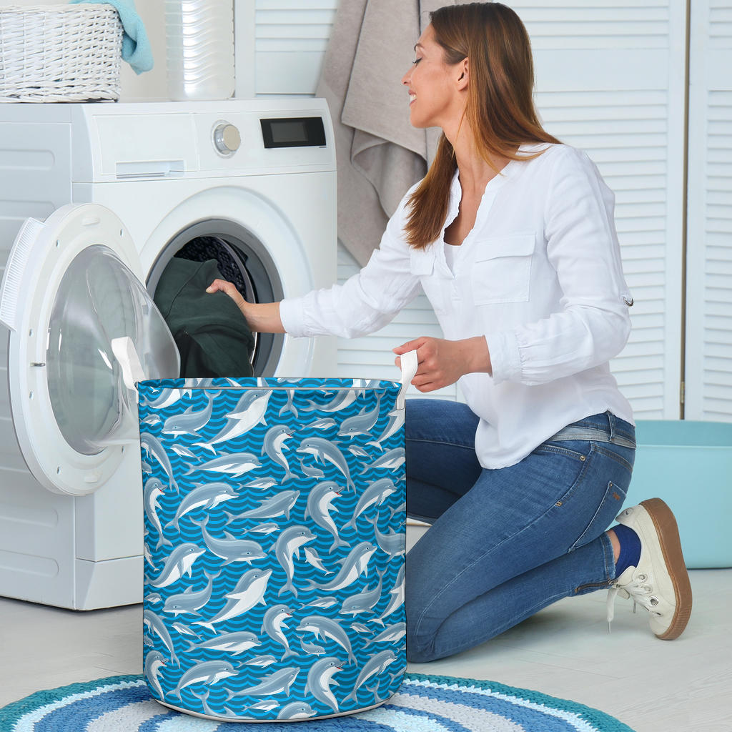 Dolphin Cute Print Pattern Laundry Basket