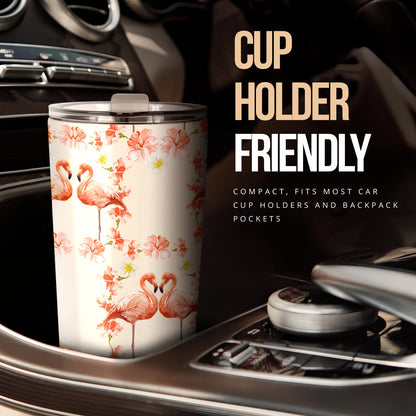 Flamingo Hibiscus Print Pattern Tumbler