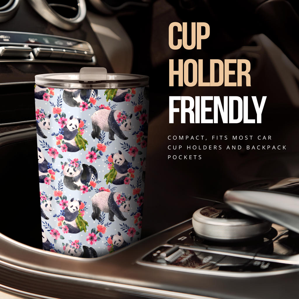 Panda Bear Flower Design Themed Print Tumbler