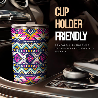 Aztec Pink Geometric Print Pattern Tumbler