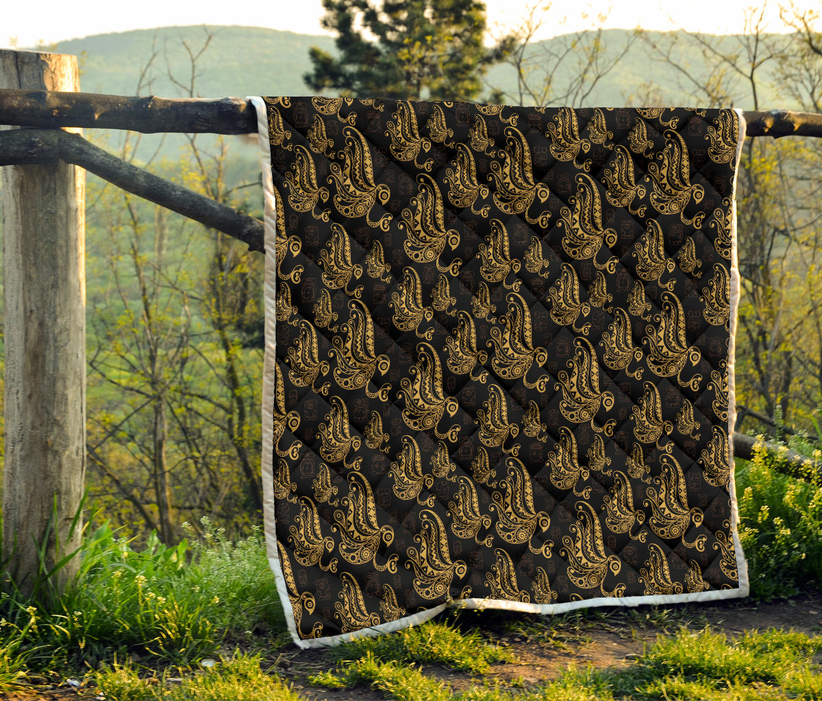 Owl Tribal Polynesian Design Print Quilt Bedspread