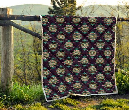 Navajo Geometric Style Print Pattern Quilt Bedspread