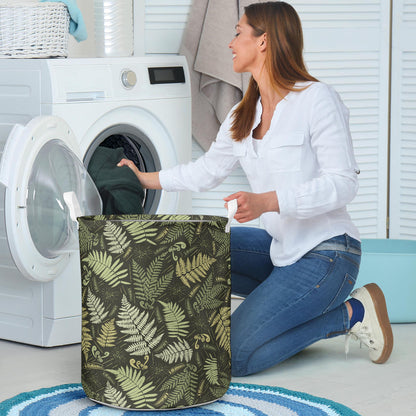 Fern Leave Green Print Pattern Laundry Basket