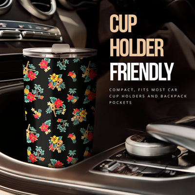 Hawaiian Flower Themed Print Tumbler