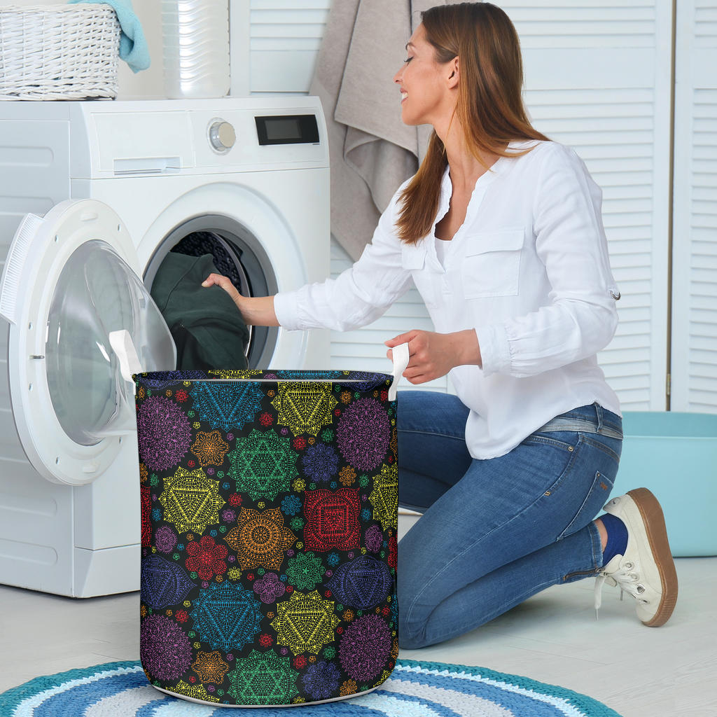 Chakra Mandala Print Pattern Laundry Basket