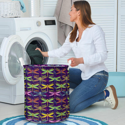 Dragonfly Neon Color Print Pattern Laundry Basket