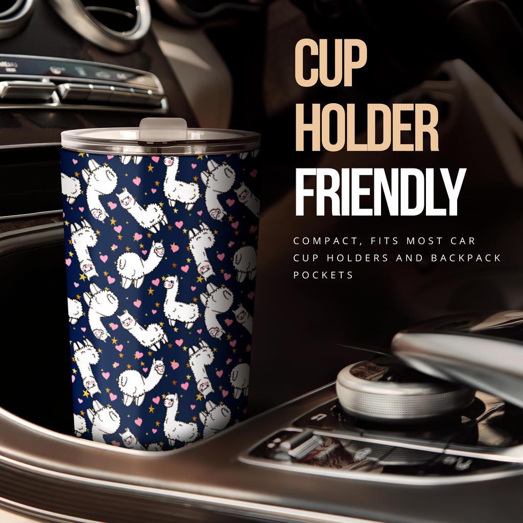 Alpaca Heart Star Design Themed Print Tumbler